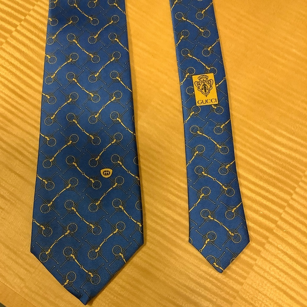 Gucci Blue and Gold Silk Tie